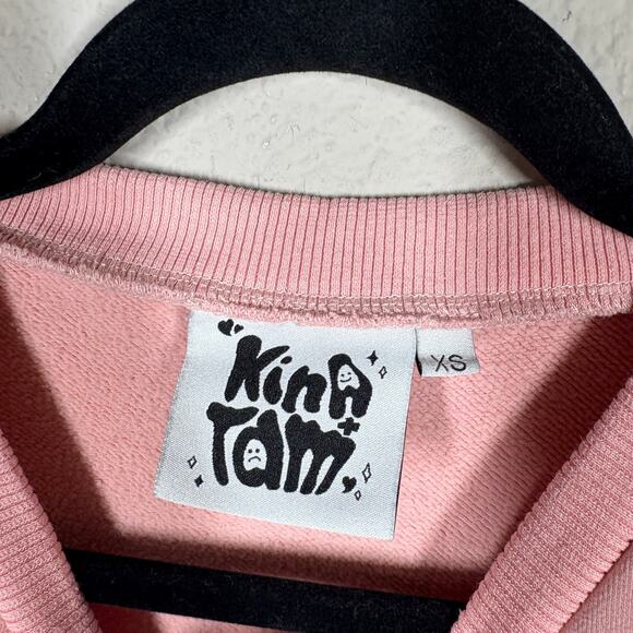 Kina Tam XS Sweater Pink Organic Cotton Crew Neck Long Sleeves Skrt Scooter - Picture 9 of 10